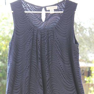 Christopher & Banks Sleeveless Overlay Lace Top, navy blue (medium)